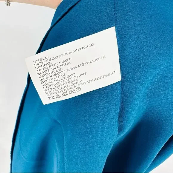 Shoshanna Maxine Metallic Midi Dress Ruffled in Dark Cerulean Blue Women's 6 NEW